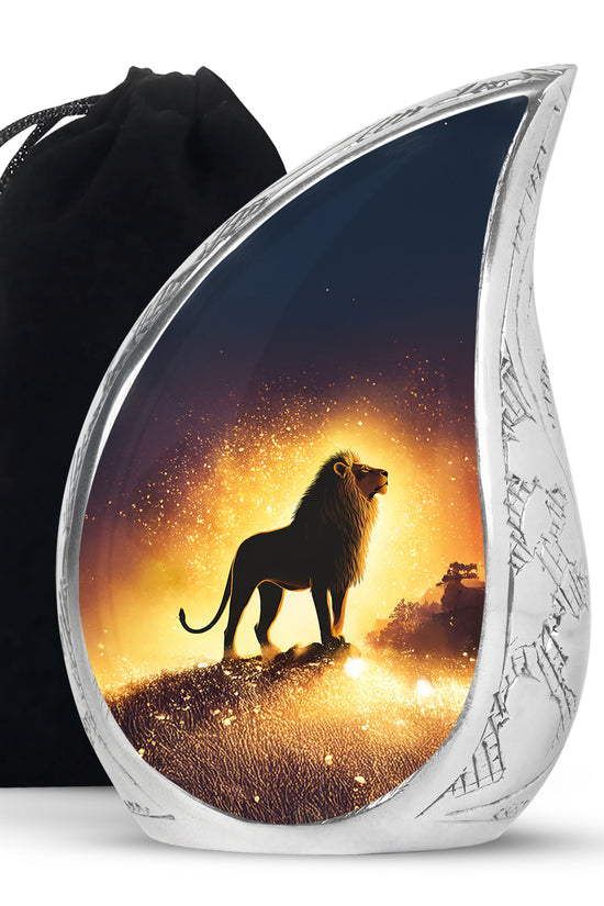 Lion Theme Cremation Urn - Memorial Container Urns For Human Ashes