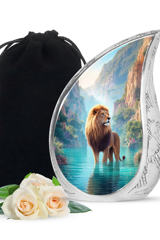 Majestic Lion Cremation Urn - Serene Valley Memorial Urn For Adult Ashes