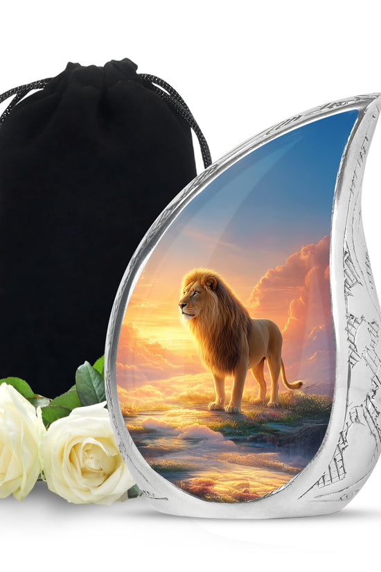 Golden Sky Lion Memorial Urn - Cremation Urn For Adult Ashes