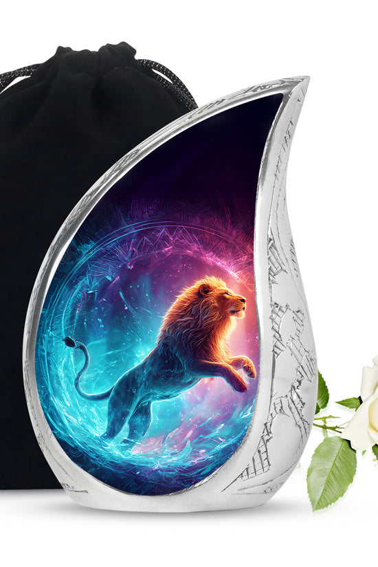 Divine Lion Energy Funeral Urn - Aluminium Cremation Urn For Ashes