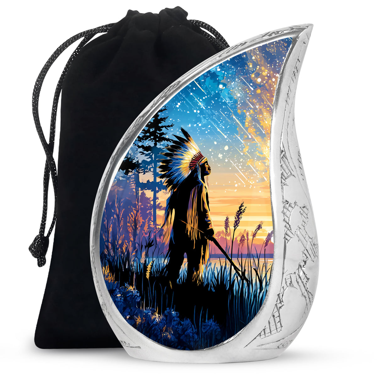 Native American Funeral Urn - Forest Cremation Urn For Human Ashes