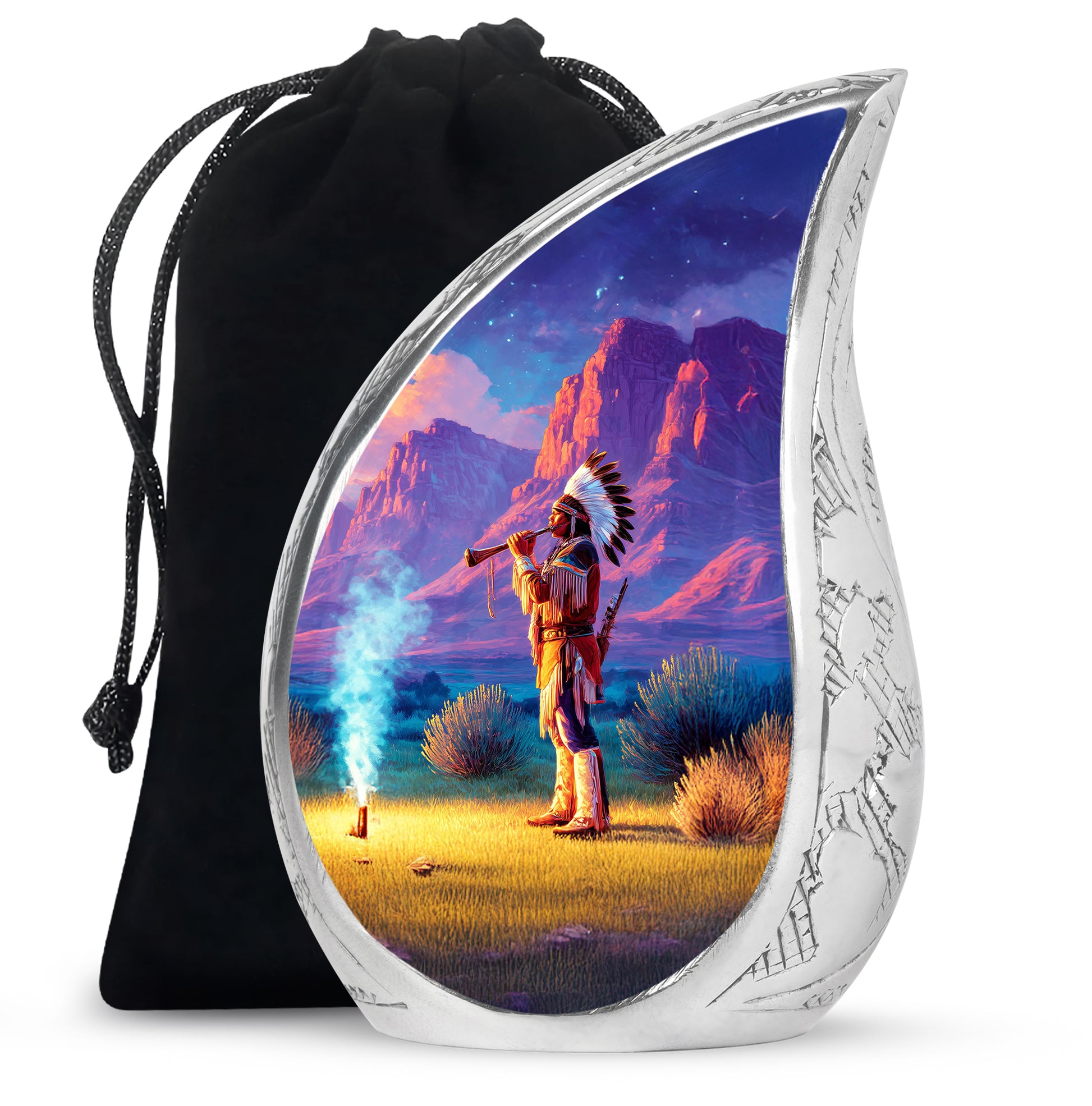 Native American Cremation Urn -Sunset Memorial Urn For Men