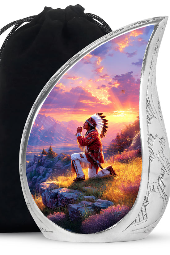 Native American Prayer Cremation Urn - Sunset Funeral For Burial