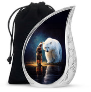 Native American Burial Urn - White Bear Spirit Memorial For Human Ashes