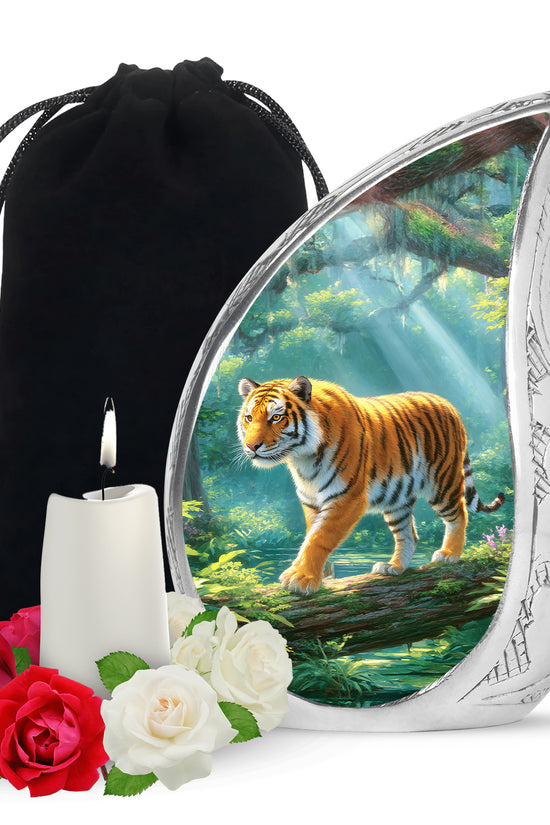 Tiger Memorial Urn - Jungle Wildlife Cremation Urn For Male Ashes