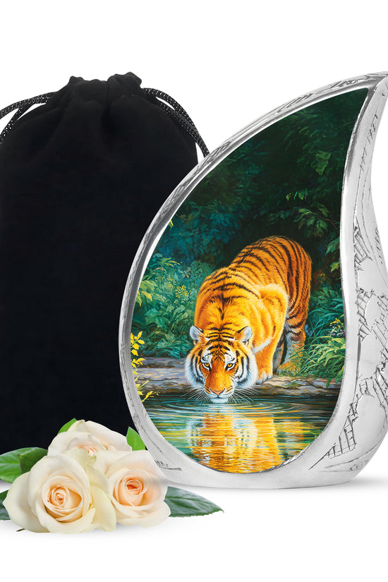 Wildlife Tiger Funeral Urn - Nature River Cremation Urn For Loved Ones