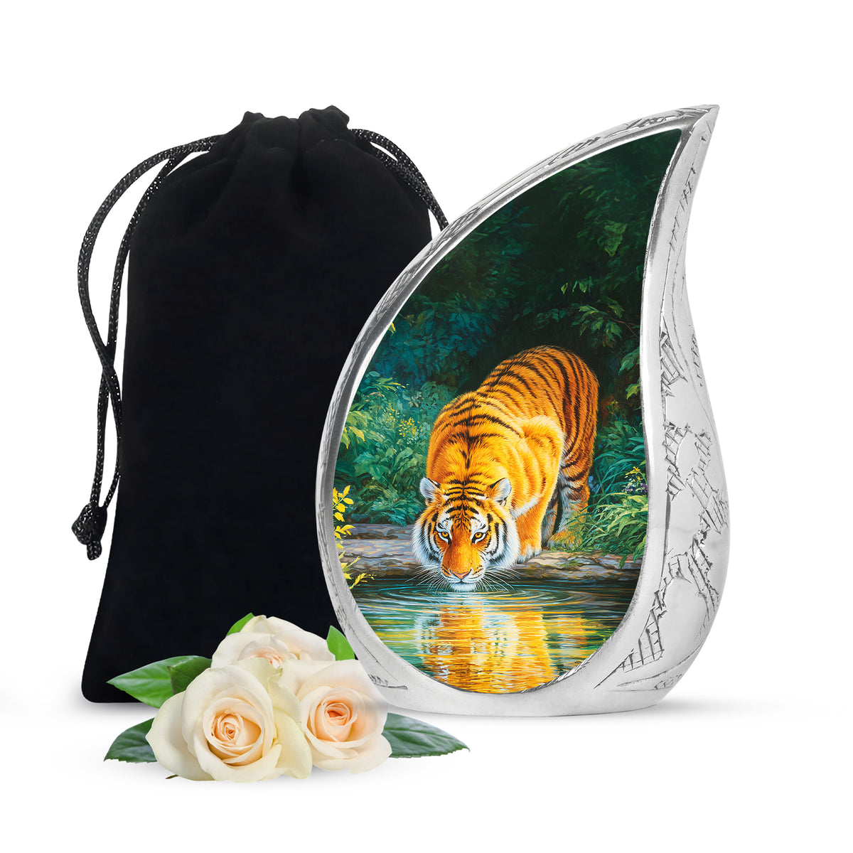 Wildlife Tiger Funeral Urn - Nature River Cremation Urn For Loved Ones