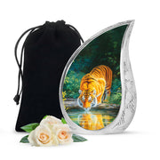 Wildlife Tiger Funeral Urn - Nature River Cremation Urn For Loved Ones
