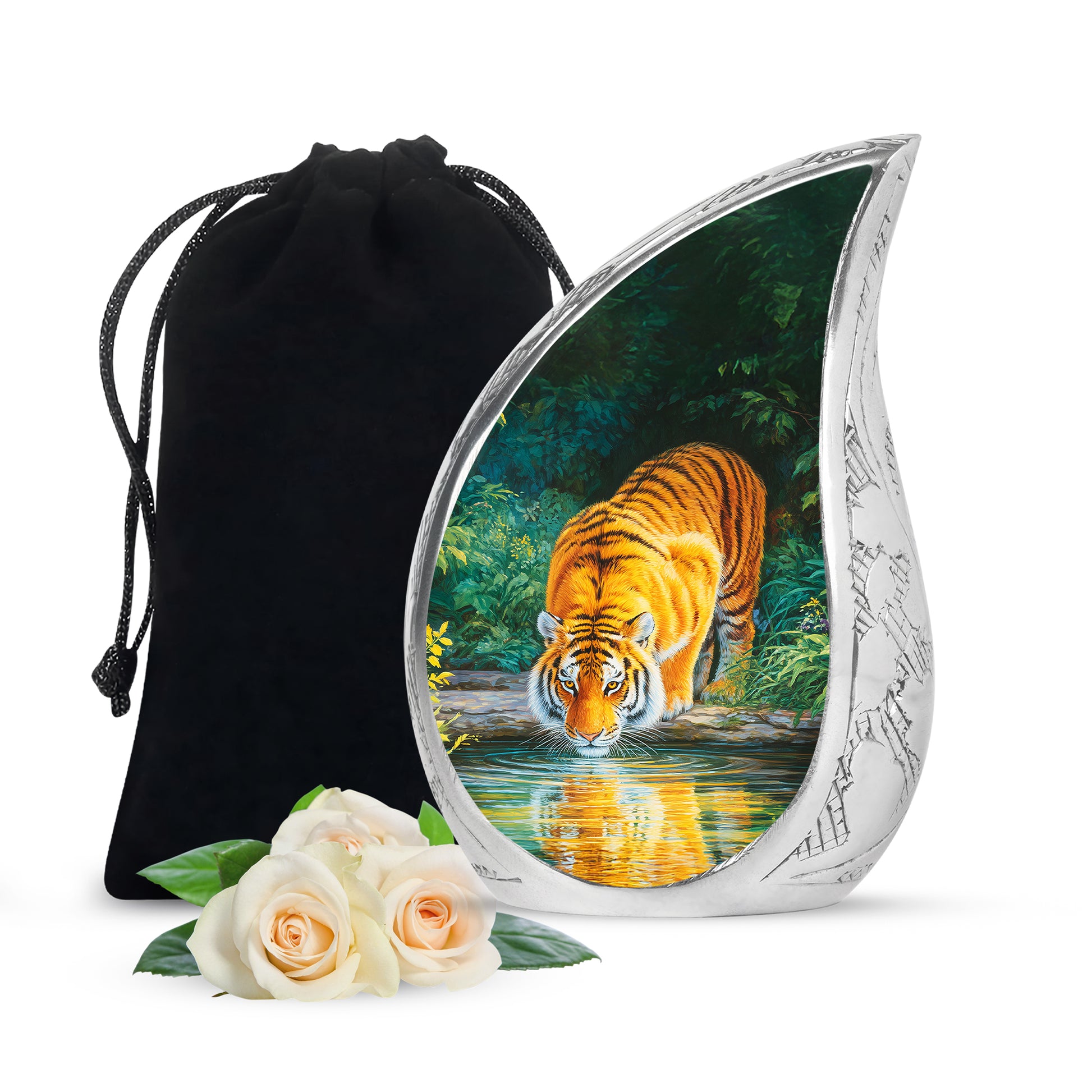 Wildlife Tiger Funeral Urn - Nature River Cremation Urn For Loved Ones