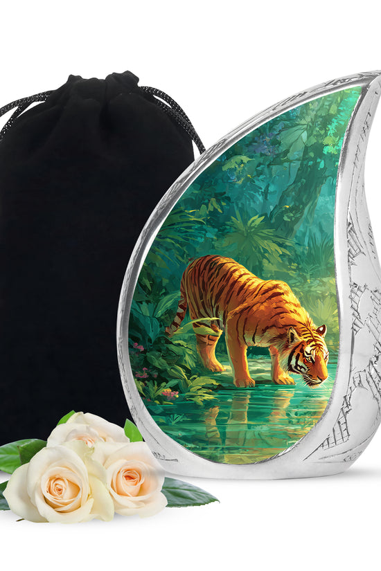 Forest Tiger Funeral Urn - Tropical River Memorial Urn For Burial