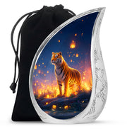 Mountain Tiger Memorial Urn - Beautiful Night Blue Funeral Urn For Humans