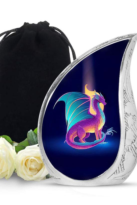 Artistic Neon Dragon Funeral Urn - Aluminium Memorial Urn For Ashes