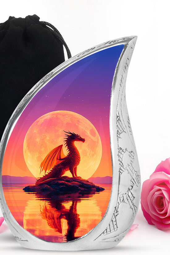 Red Dragon Cremation Urn - Full Moon Memorial Urn For Loved Ones