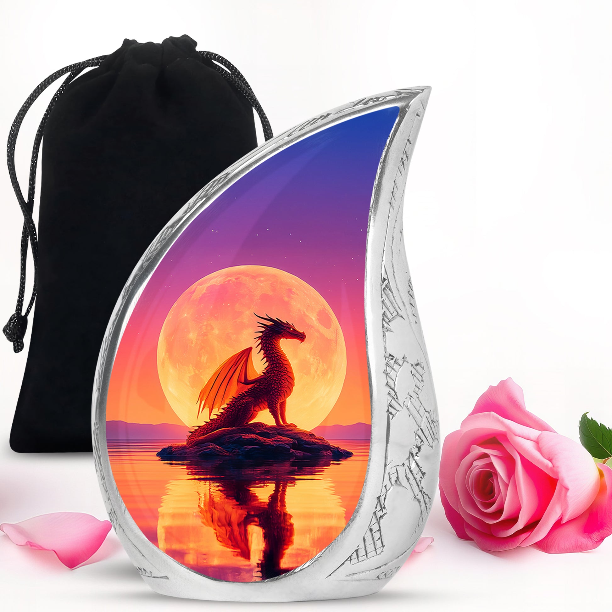 Red Dragon Cremation Urn - Full Moon Memorial Urn For Loved Ones
