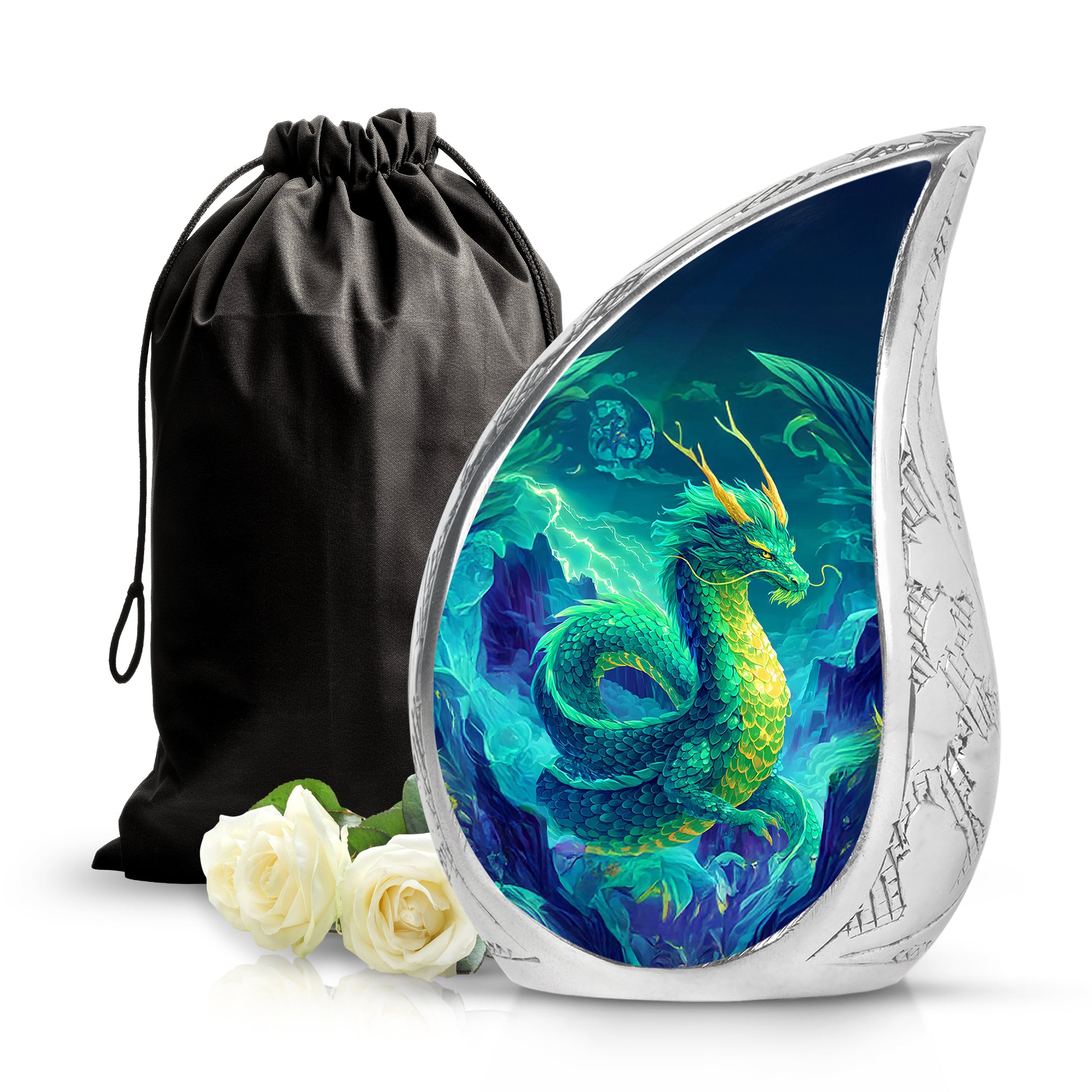 Thunder Dragon Funeral Urn - Fantasy Cremation Memorial Urn For Burial