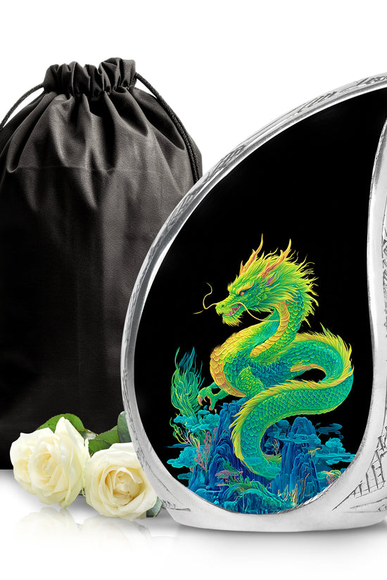 Green Dragon Cremation Urn - Black Memorial Urn For Loved Ones