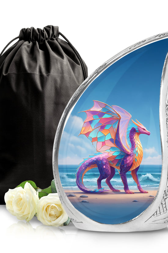 Colorful Dragon Memorial Urn - Ocean Fantasy Cremation Urn For Burial