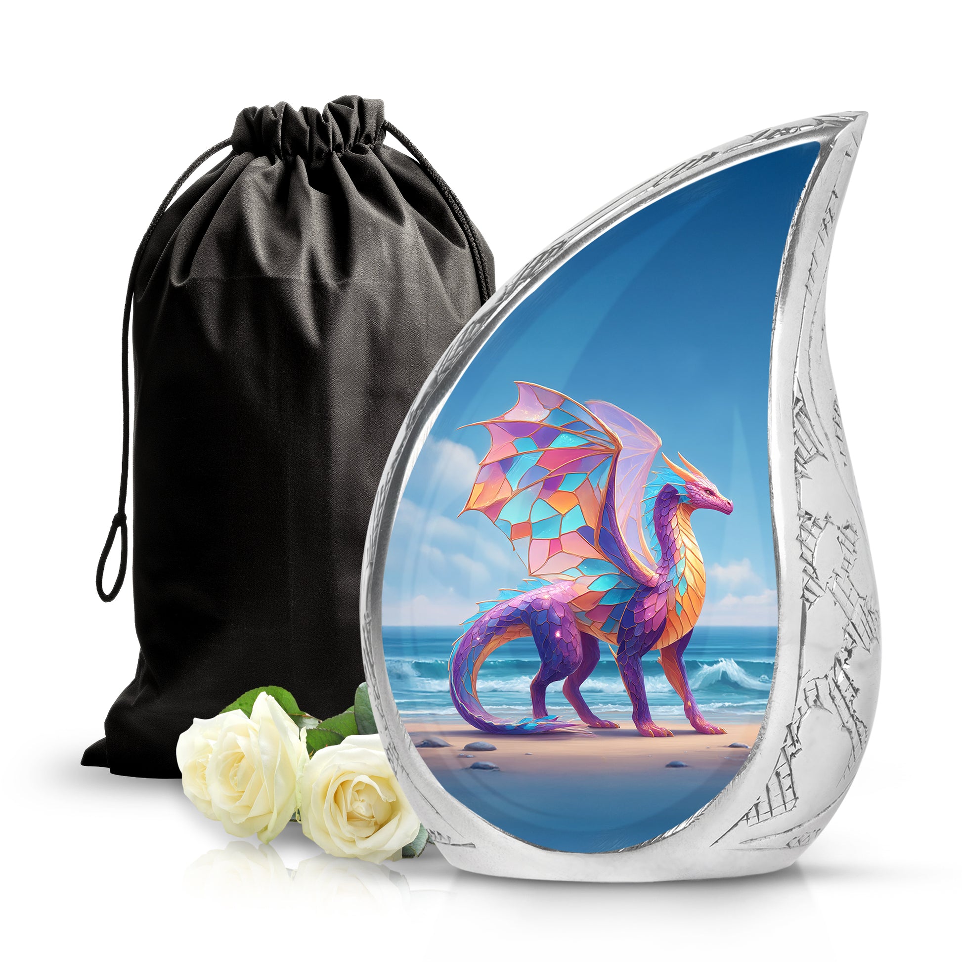 Colorful Dragon Memorial Urn - Ocean Fantasy Cremation Urn For Burial