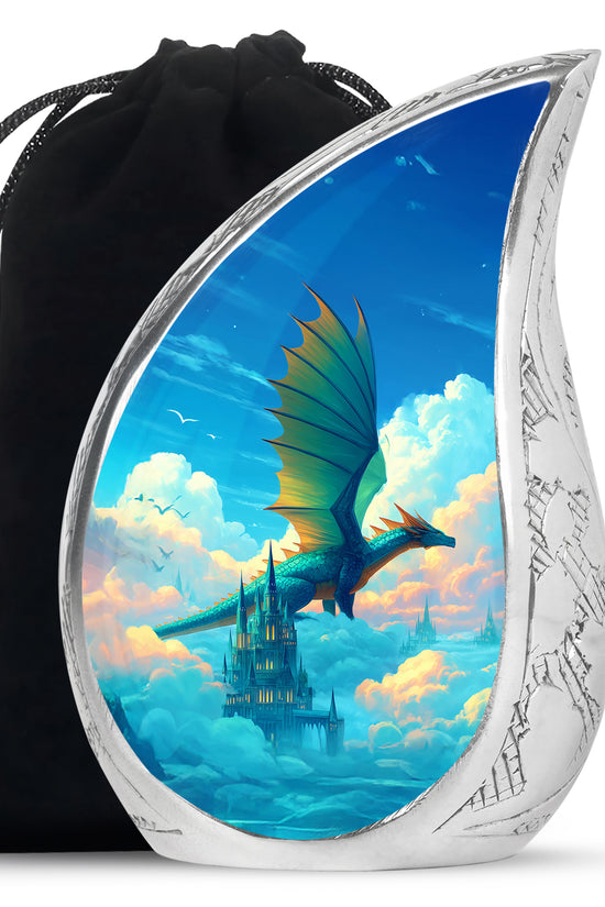 Unique Dragon Memorial Urn - Castle Scene Cremation Urn For Burial