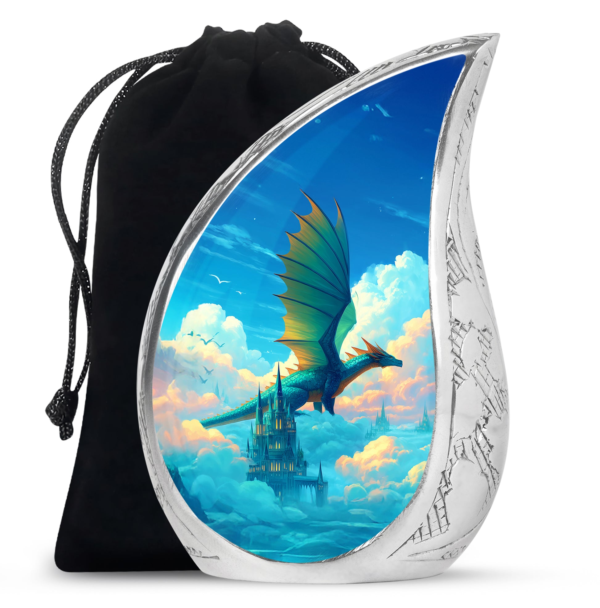 Unique Dragon Memorial Urn - Castle Scene Cremation Urn For Burial