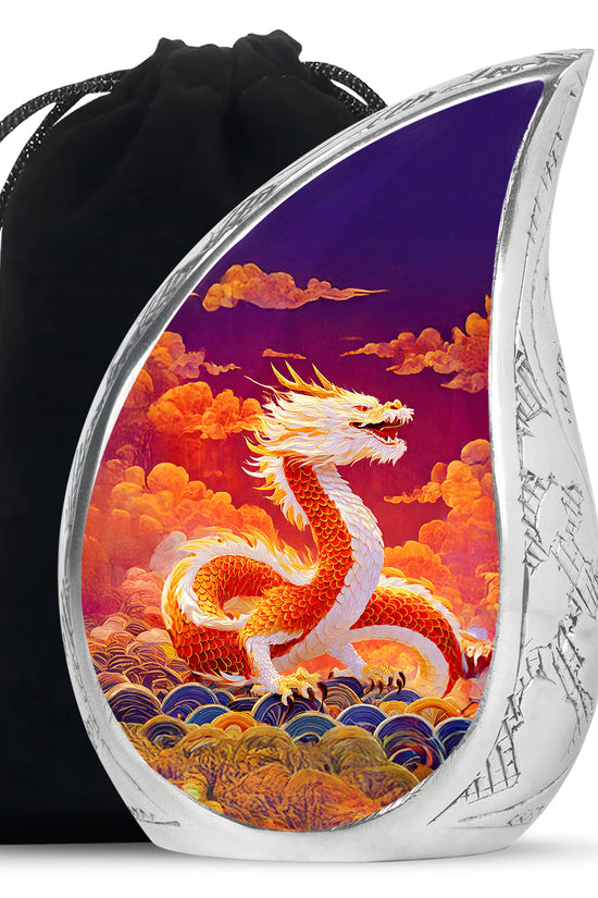 Asian Dragon Memorial Urn - Fire Themed Cremation Urn For Loved Ones