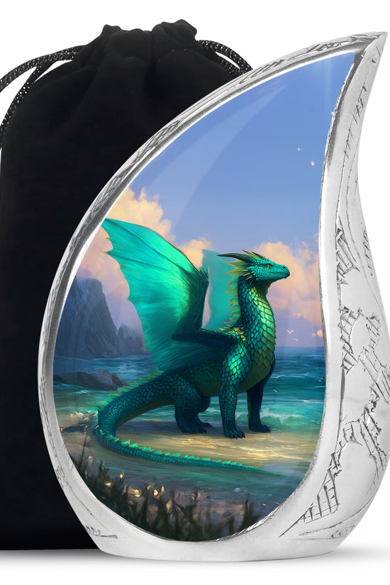 Green Dragon Memorial Urn For Ashes - Beautiful Cremation Urn For Burial