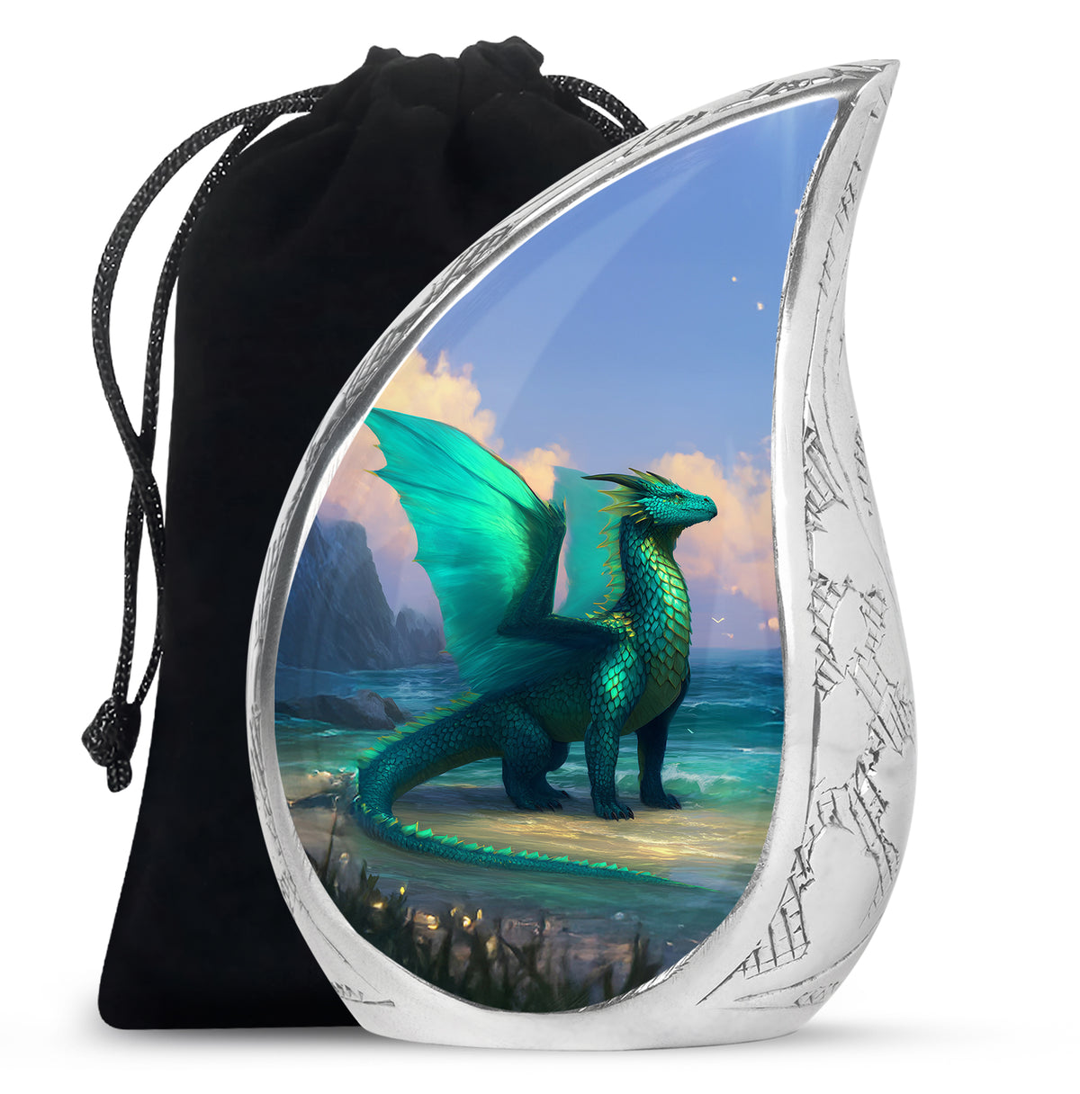 Green Dragon Memorial Urn For Ashes - Beautiful Cremation Urn For Burial