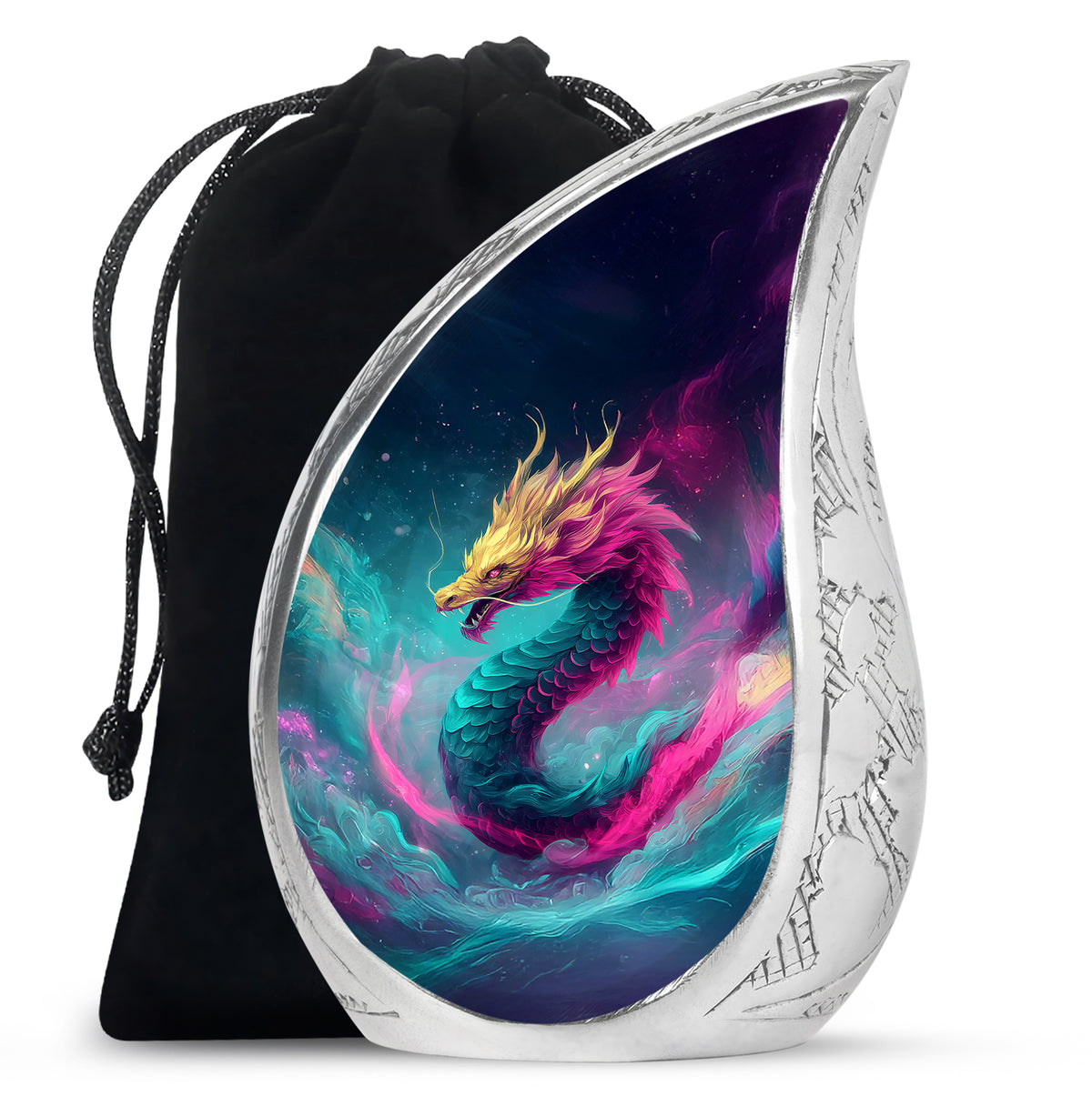 Colourful Dragon Memorial Urn - Aluminium Cremation Urn For Adult Ashes