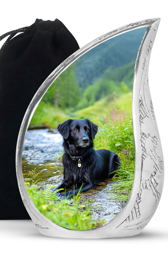 Black Dog Cremation Urn - Beautiful Peaceful Tribute For Loved Ones