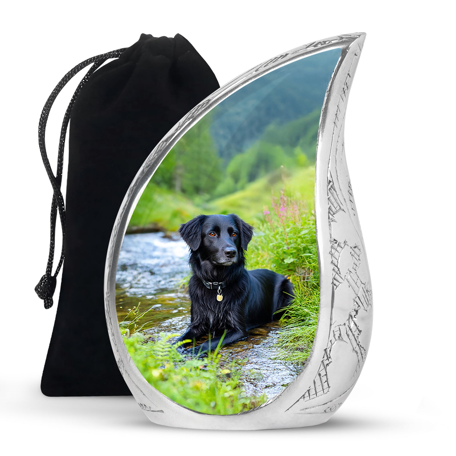 Black Dog Cremation Urn - Beautiful Peaceful Tribute For Loved Ones