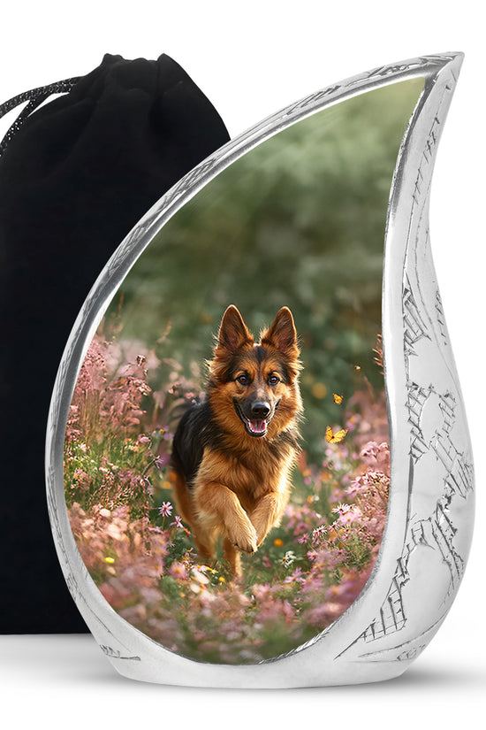 German Shephard Themed Burial Urn - Beautiful Urns For Pet Ashes
