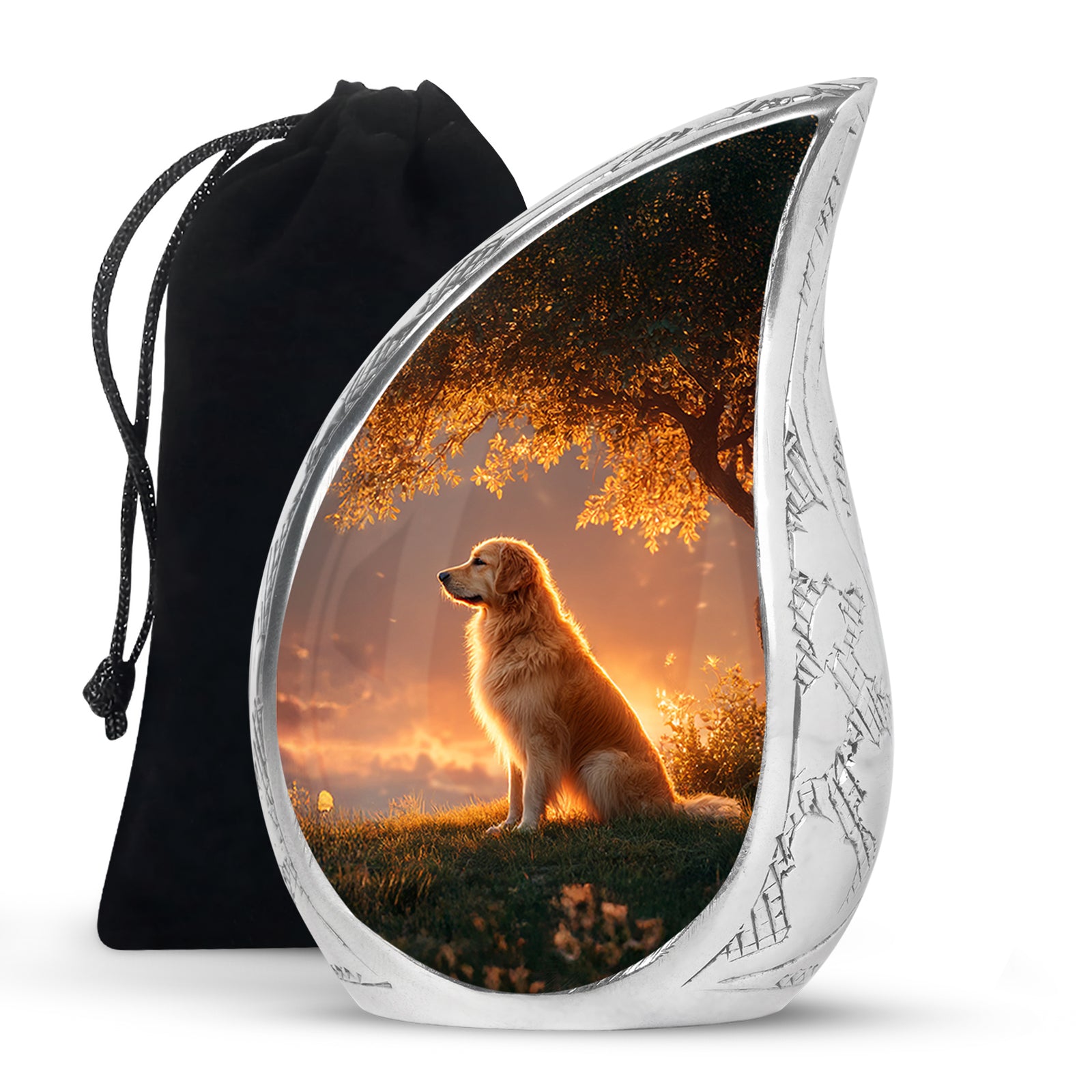 Brown Dog Funeral Urn - Beautiful Sunset Scenic Urns For Pet Ashes