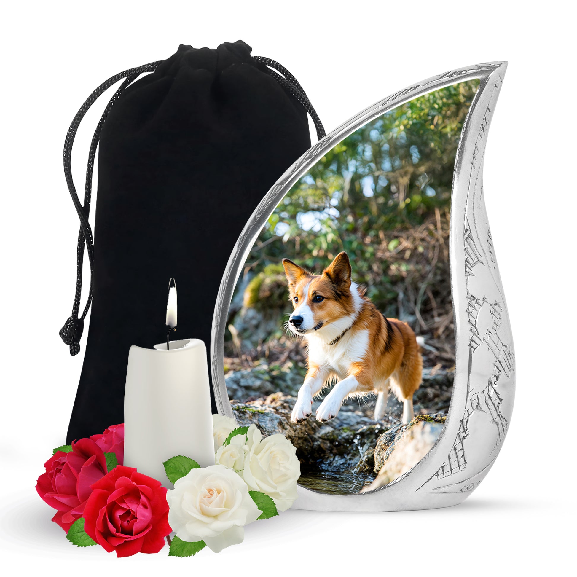 Dog Memorial Urn - Aluminium Cremation Urn For Pet Ashes
