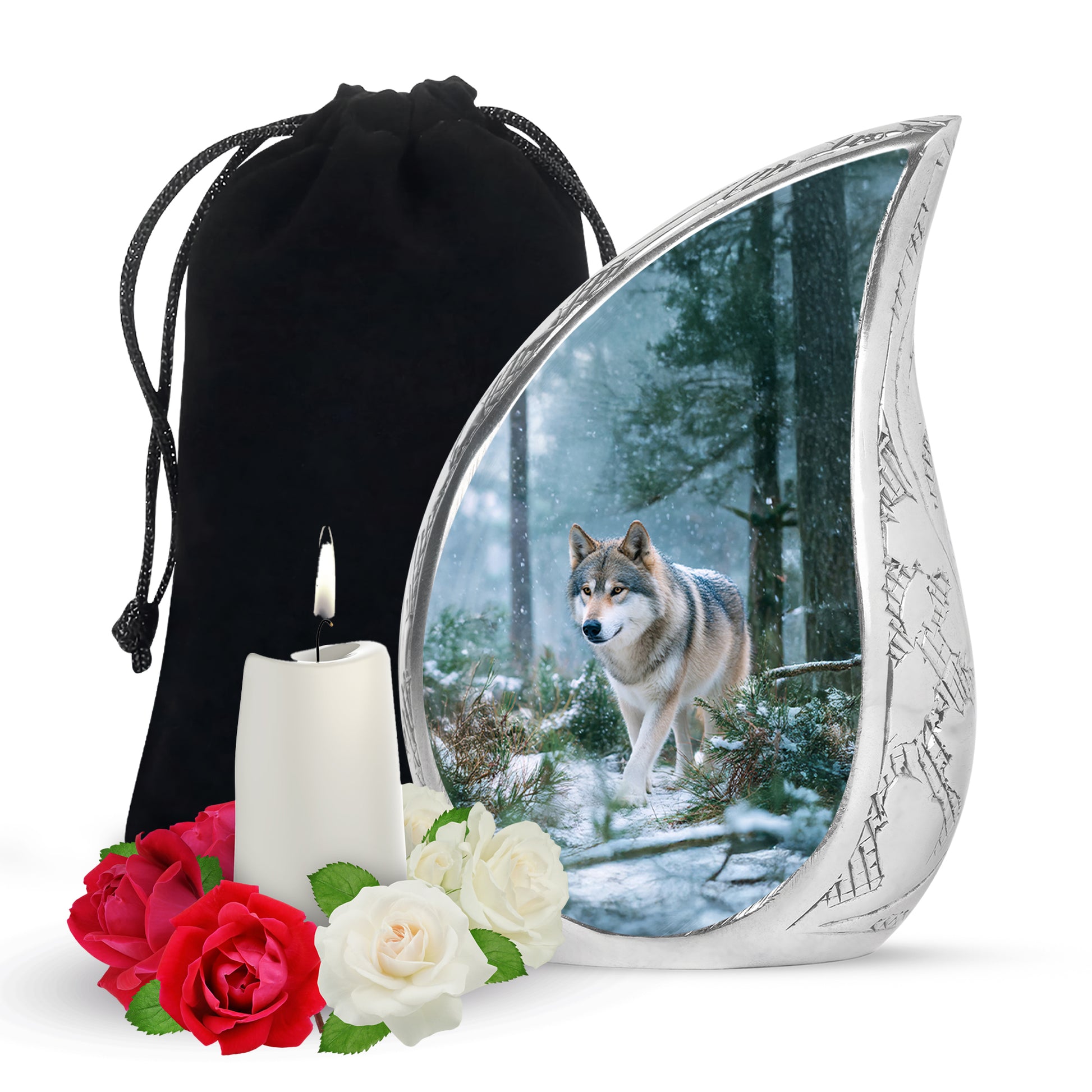 Dog Memorial Urn For Ashes - Husky Themed Cremation Urn For Pet Dog