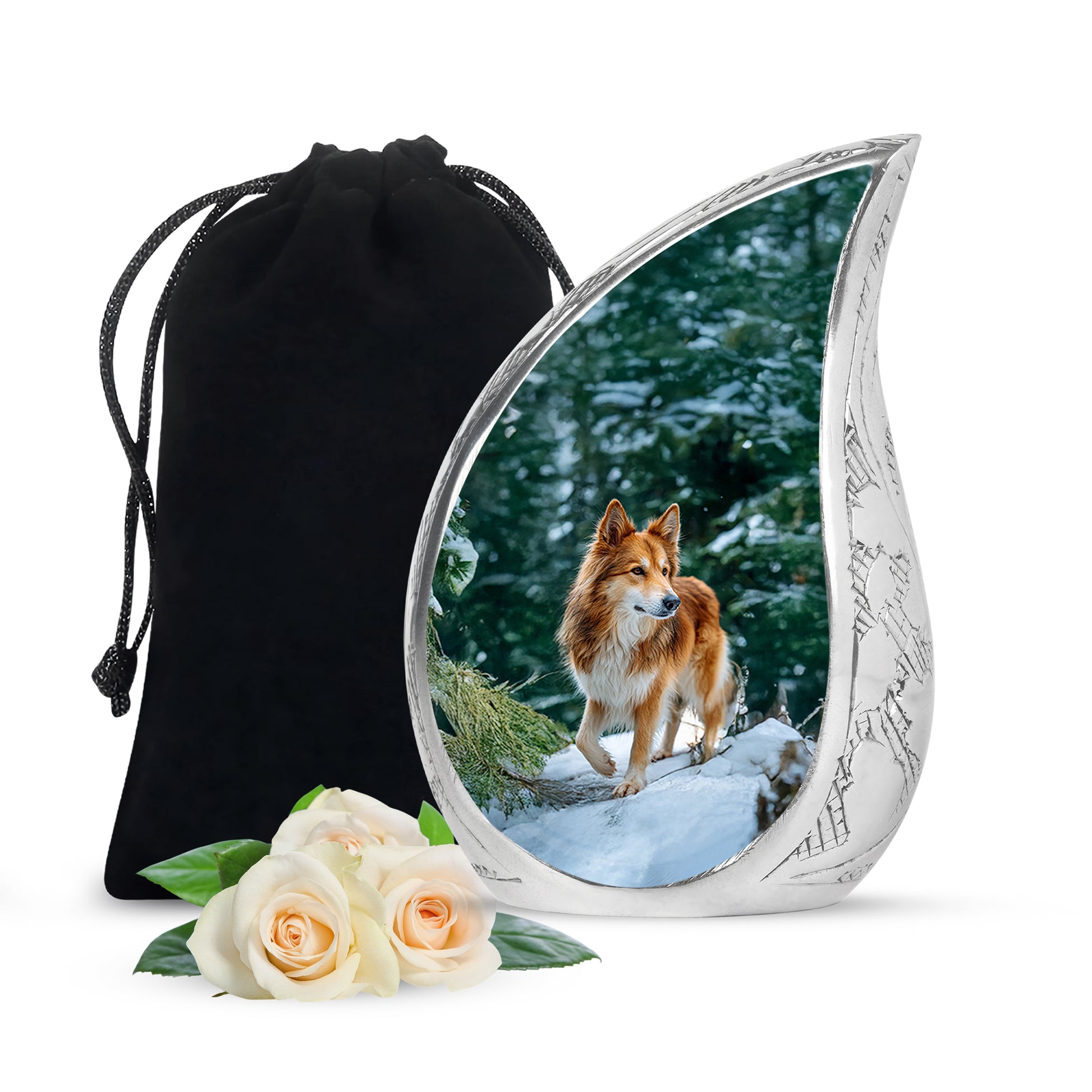 Brown Dog Urn For Cremated Ashes - Snowy Mountain Urns For Pet