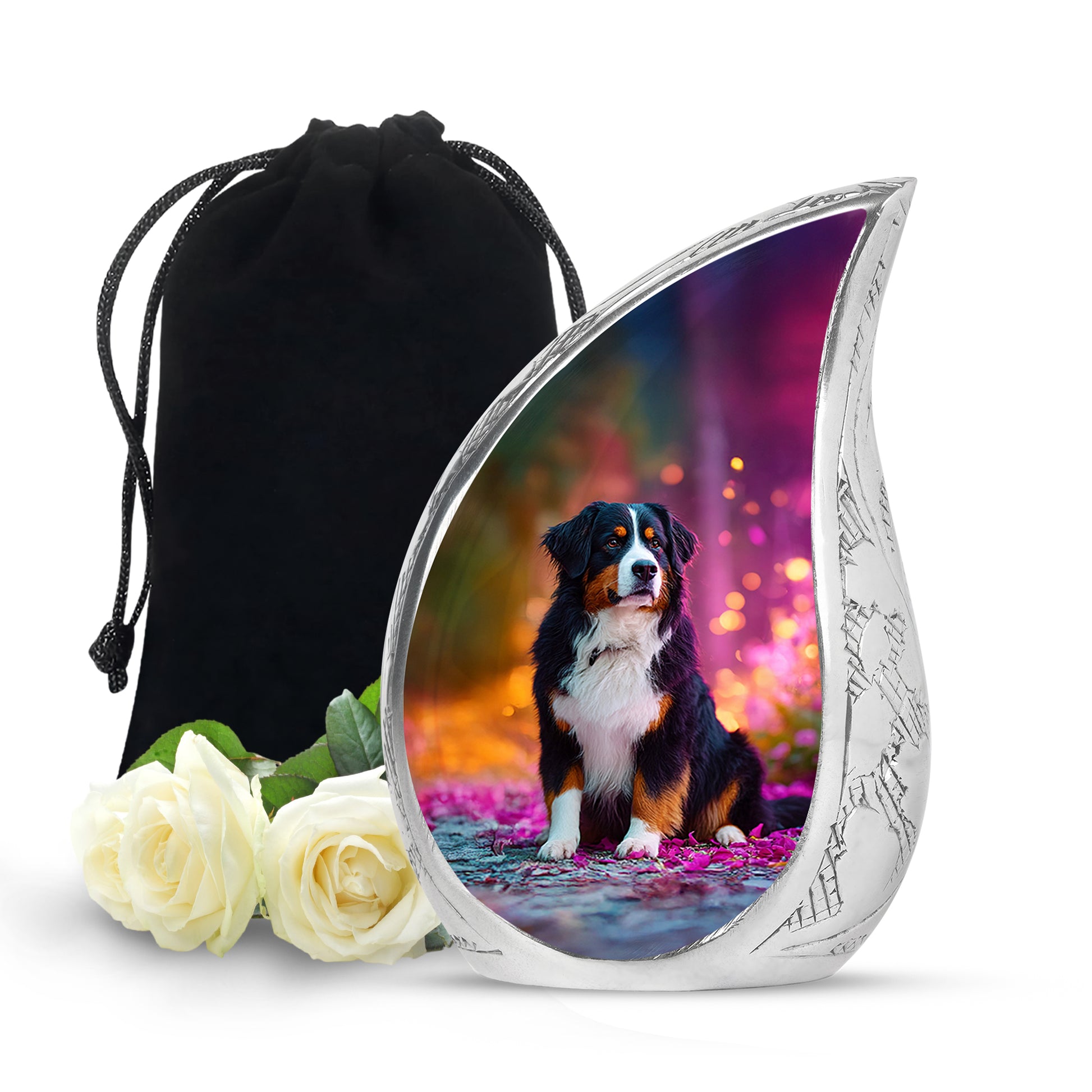 Bernese Mountain Dog Themed Urn - Personalized Pet Urns For Ashes