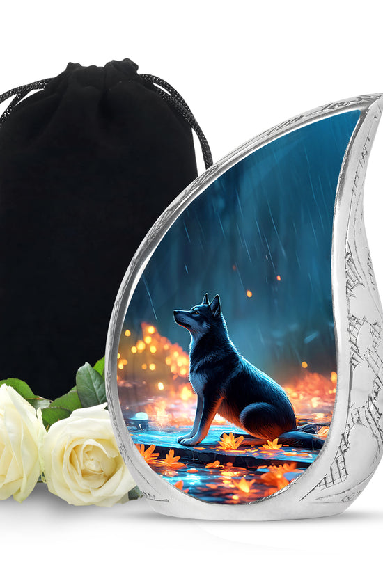 Dog in Rain Scenic Urns - Handracfted Personalized Urns For Pet Ashes