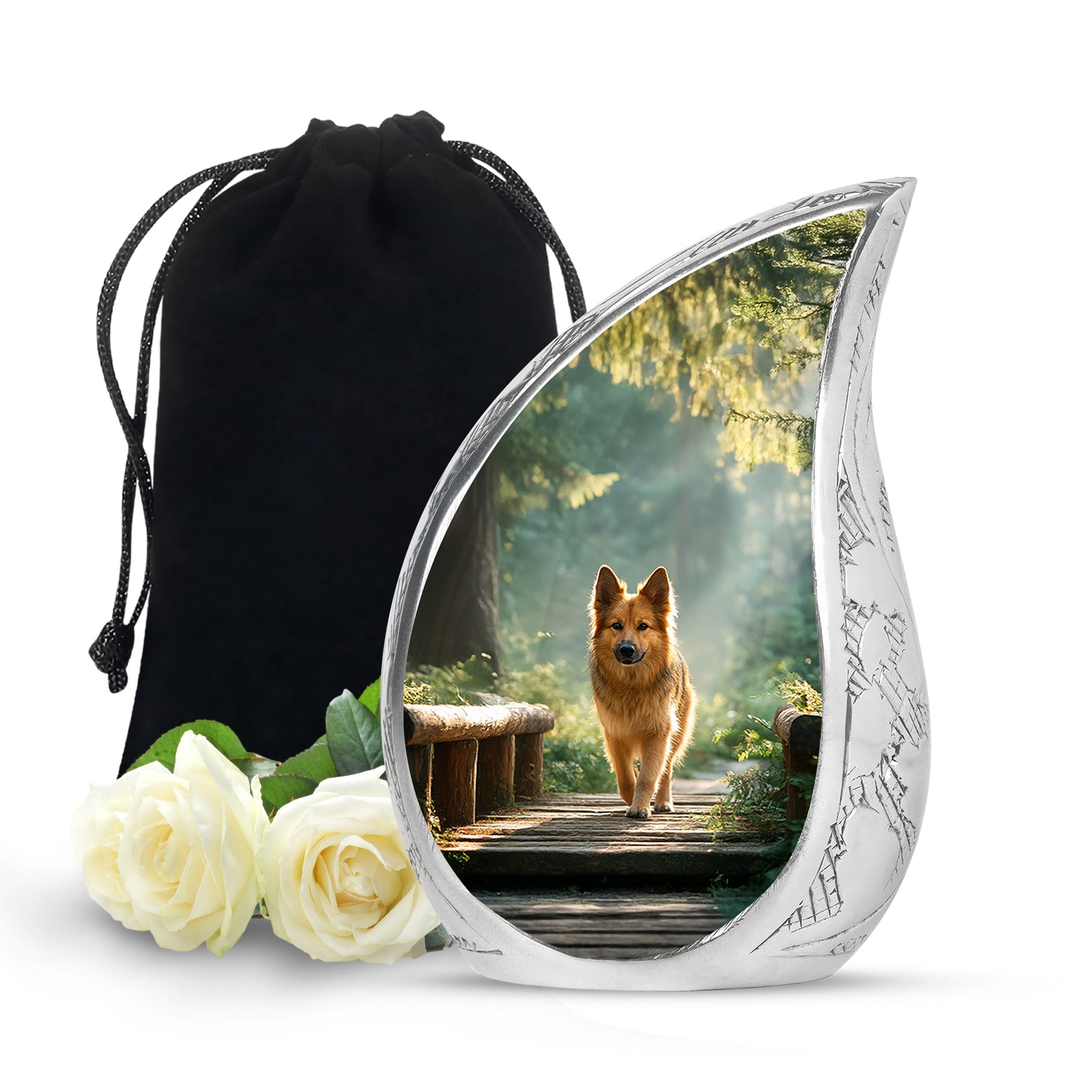 Golden Pet Dog Funeral Urn - Forest Memorial Urn For Pet
