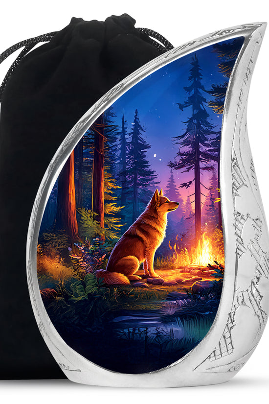 Husky Dog Cremation Urn - Forest Memorial Urn For Pet Ashes