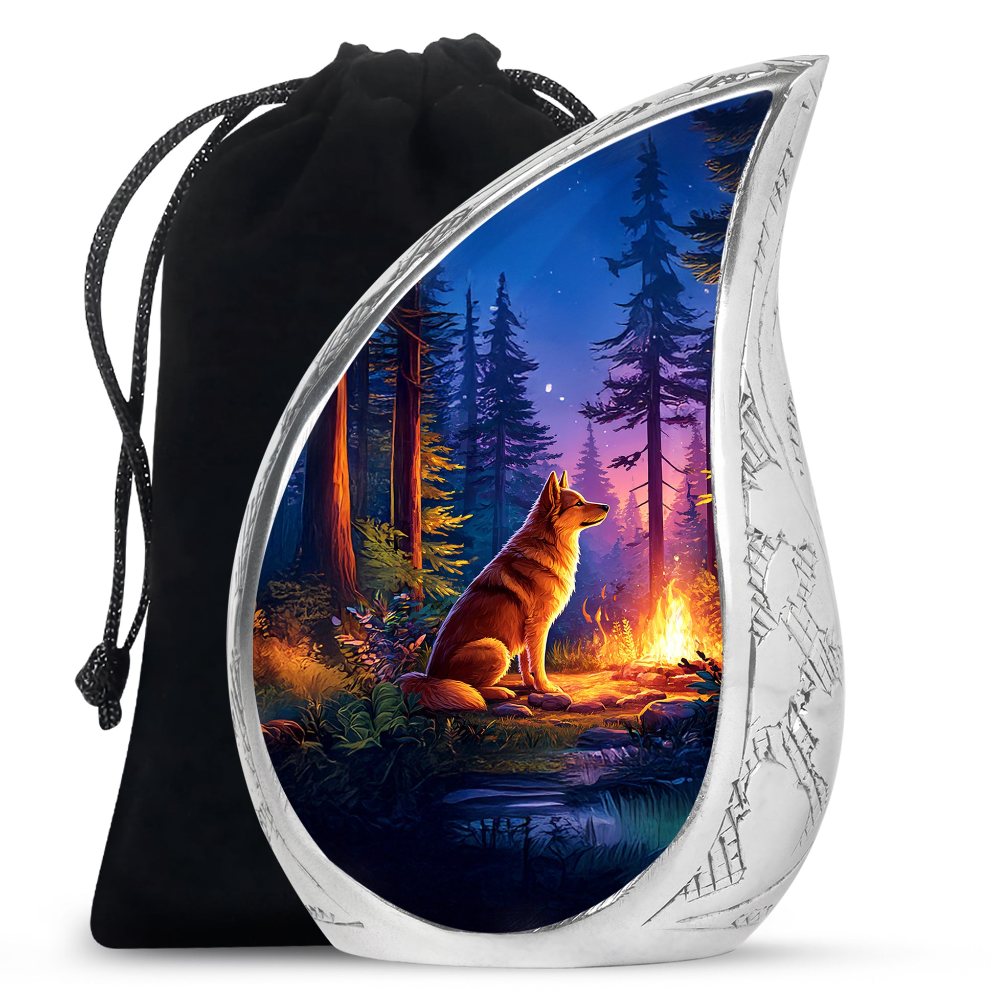 Husky Dog Cremation Urn - Forest Memorial Urn For Pet Ashes