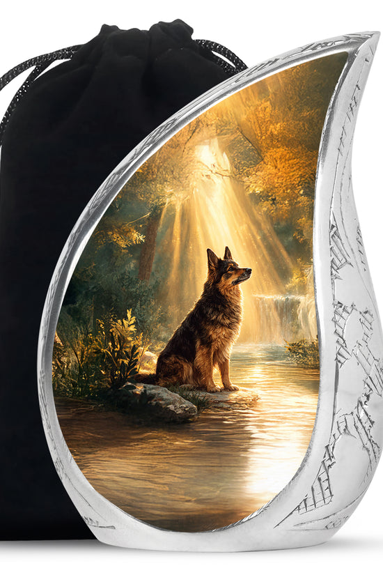 German Shepherd Fuenral Urn - Peaceful Forest Memorial Urn For Dog