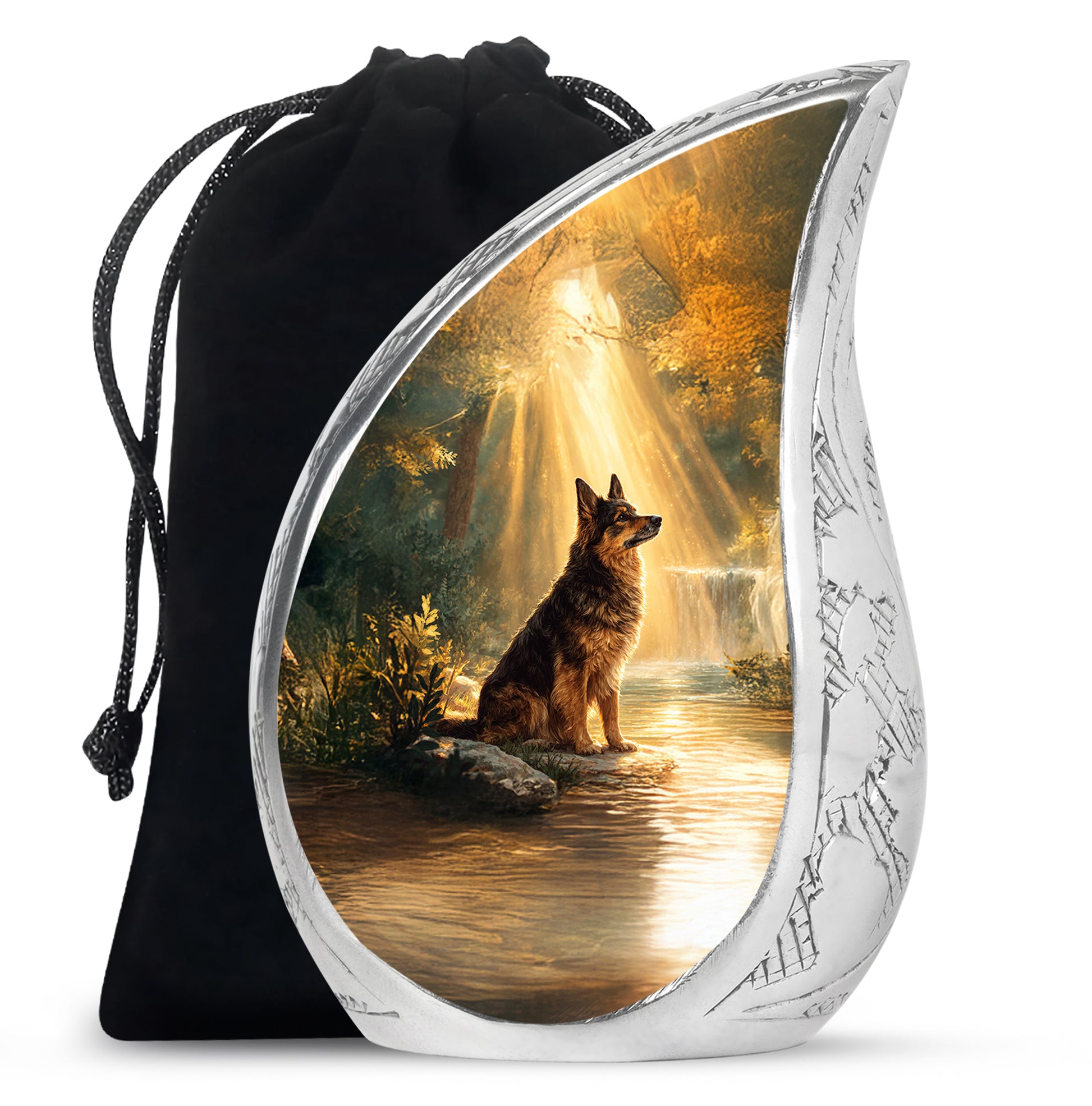 German Shepherd Fuenral Urn - Peaceful Forest Memorial Urn For Dog