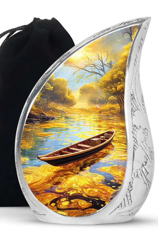Blue Boat Cremation Urns - Lake Funeral Urns For Father & Mother