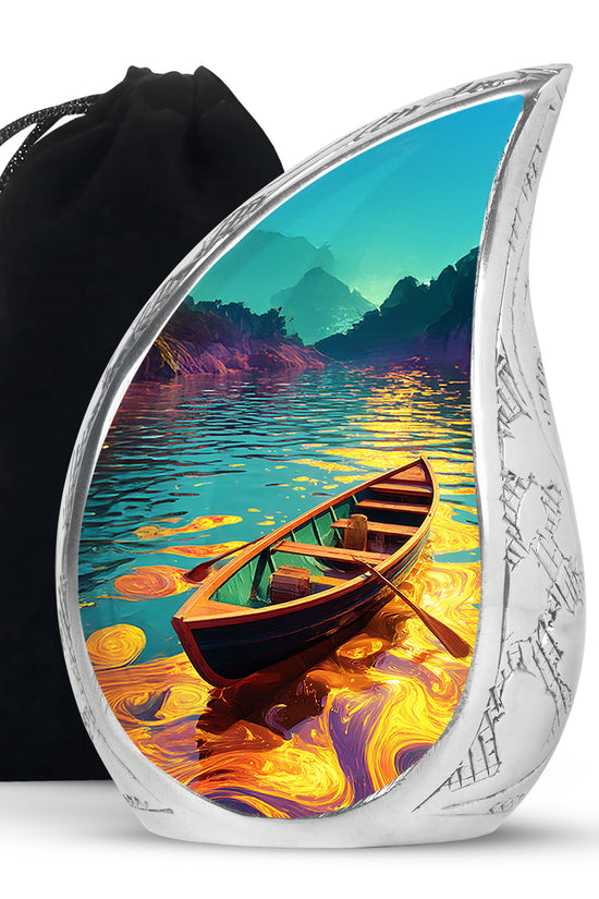 Wooden Boat Urn - Peaceful Lake Cremation Urns For Human Ashes