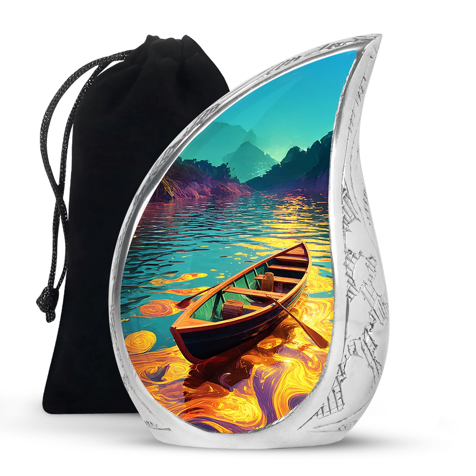 Wooden Boat Urn - Peaceful Lake Cremation Urns For Human Ashes