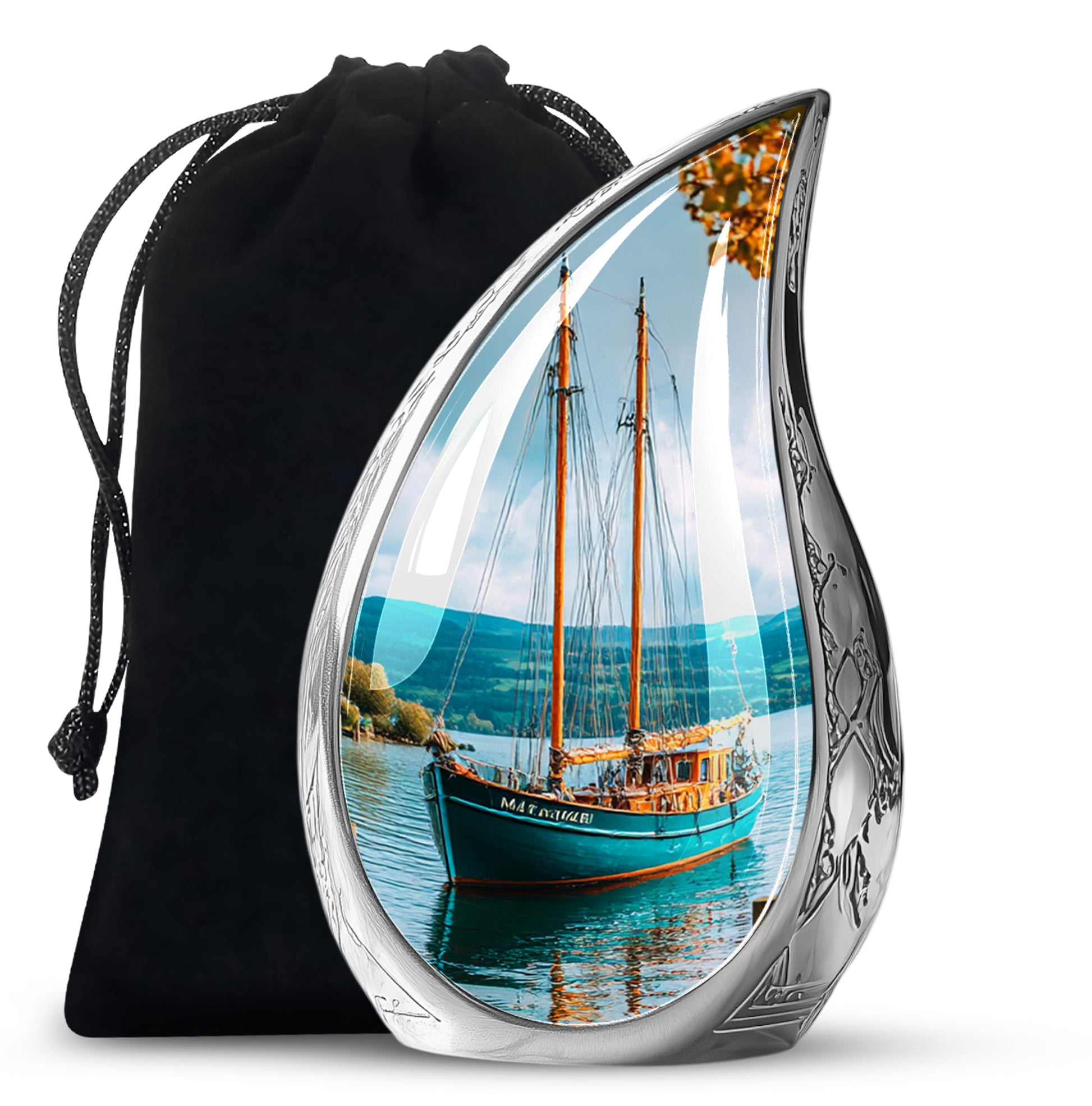 Sailboat Funeral Urn - Lake Memorial Urn For Male & Female Ashes