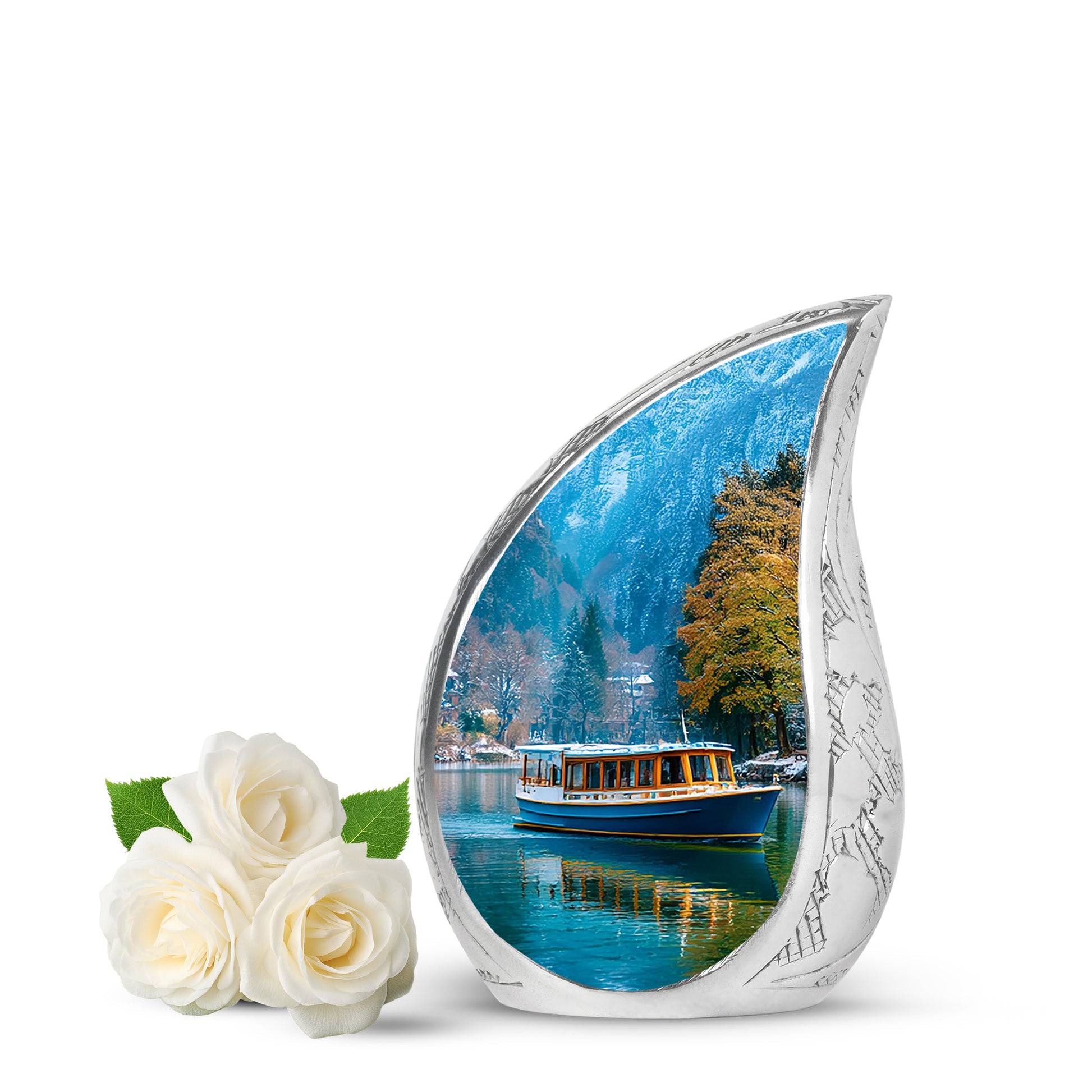 Blue Resounding Boat Memorial Urn for Ashes - 10-inch, 200 cu in - Karyliz