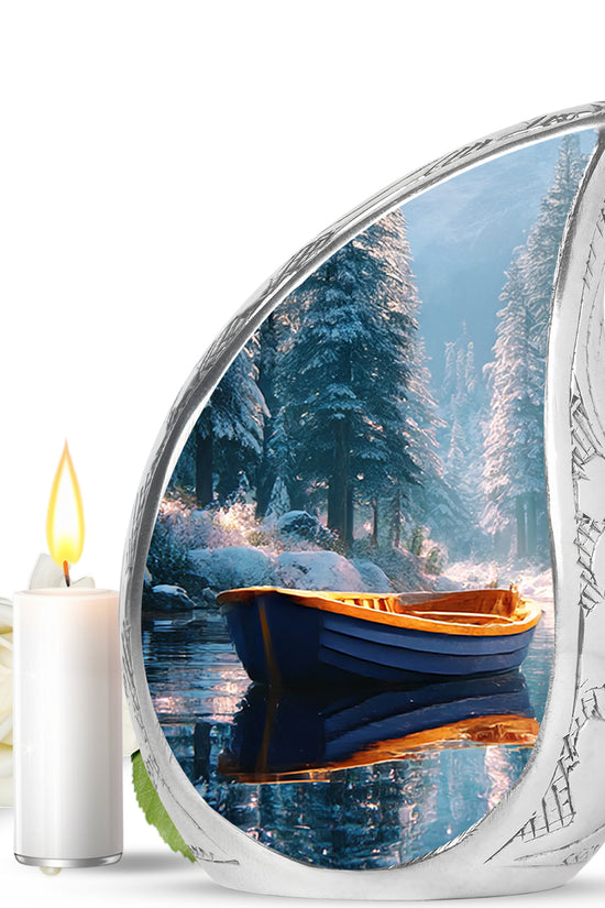 Timeless Teal Boat Cremation Urn for Ashes - 10-inch, 200 cu in - Karyliz