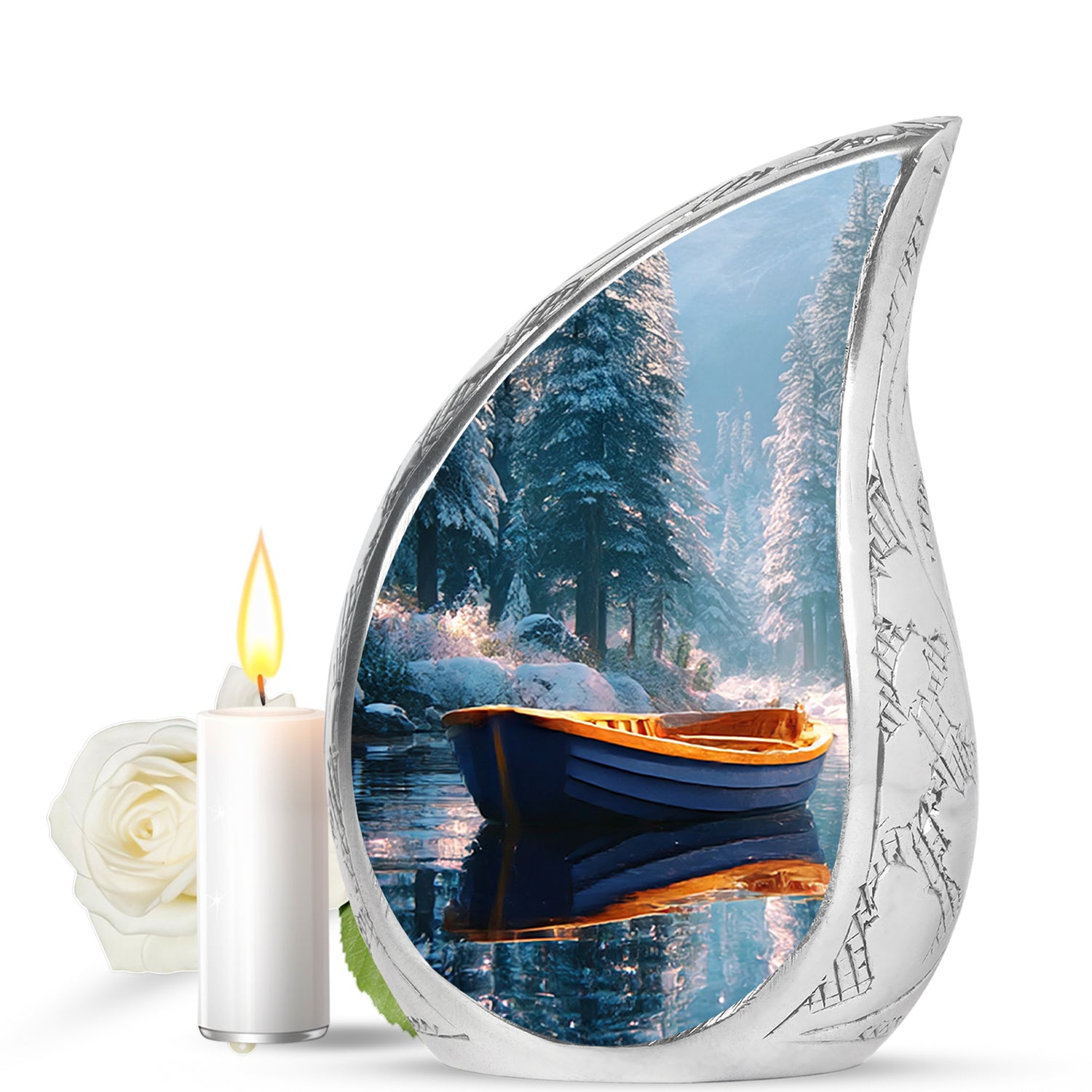 Timeless Teal Boat Cremation Urn for Ashes - 10-inch, 200 cu in - Karyliz