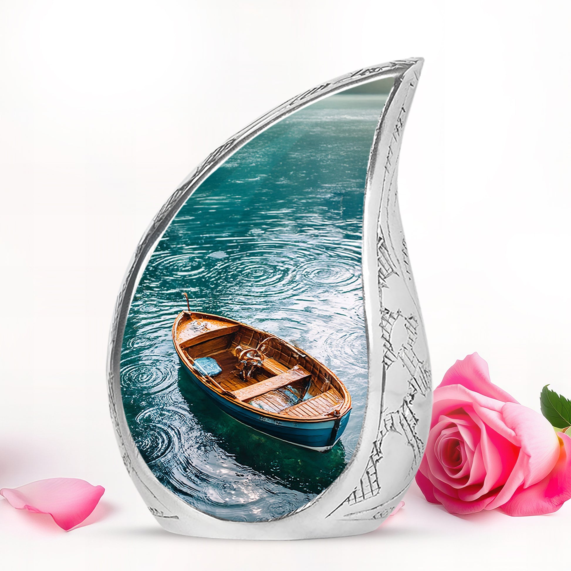 Personalized Elegant Boat Cremation Urns - Teal 10-inch, 200 cu in - Karyliz
